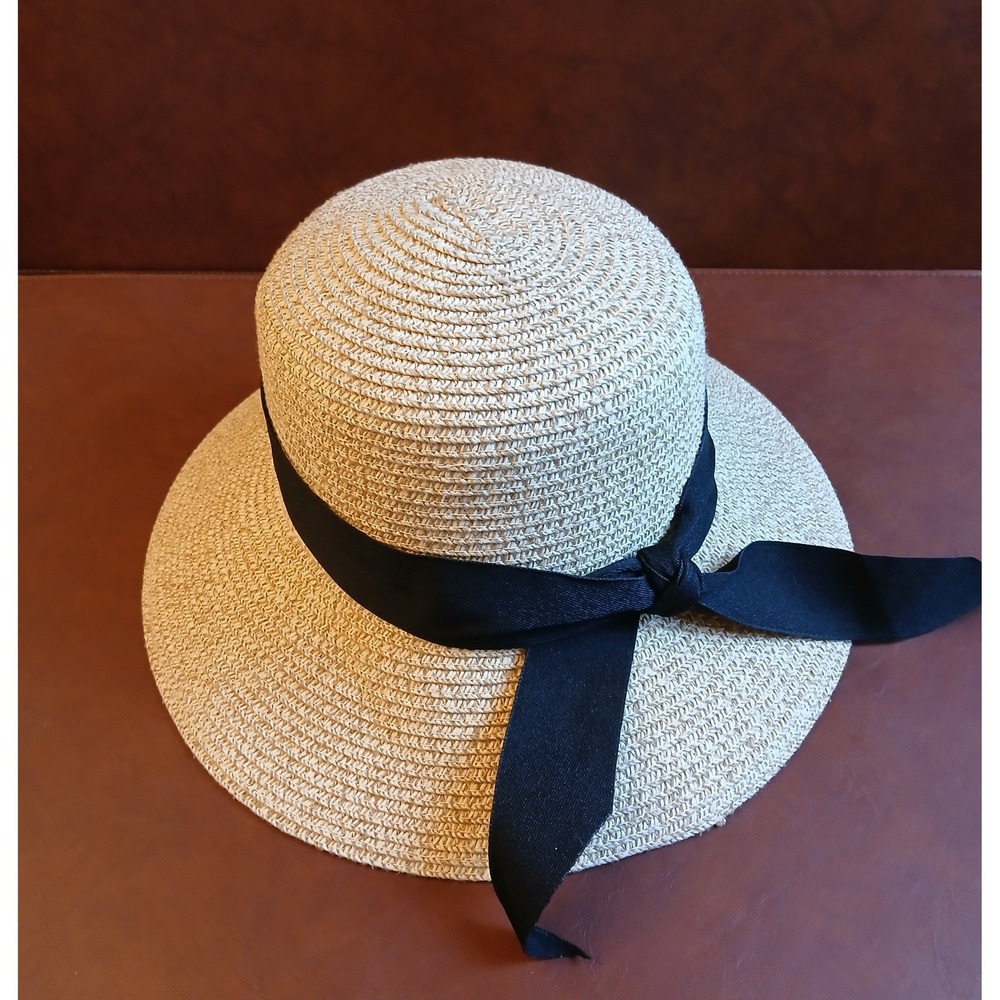FURTALK Womens Straw Sun Hat Wide Brim Beach Summer Bow Cap Beige Large - Picture 3 of 8
